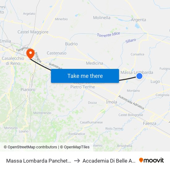 Massa Lombarda Panchette to Accademia Di Belle Arti map