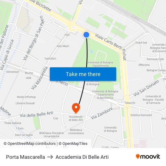 Porta Mascarella to Accademia Di Belle Arti map