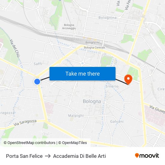 Porta San Felice to Accademia Di Belle Arti map