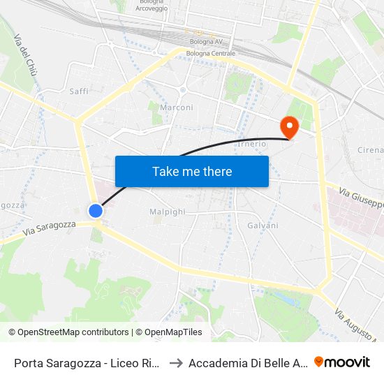 Porta Saragozza - Liceo Righi to Accademia Di Belle Arti map