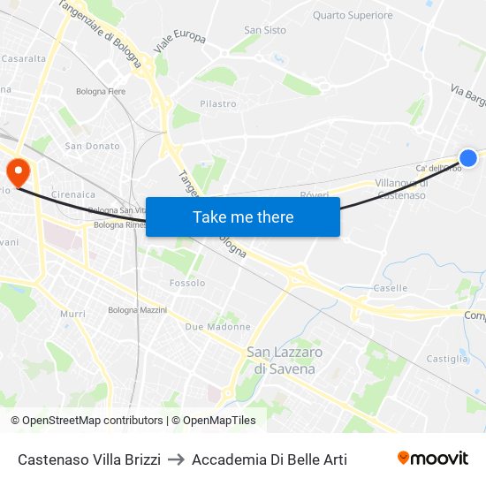 Castenaso Villa Brizzi to Accademia Di Belle Arti map