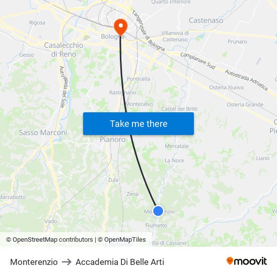 Monterenzio to Accademia Di Belle Arti map