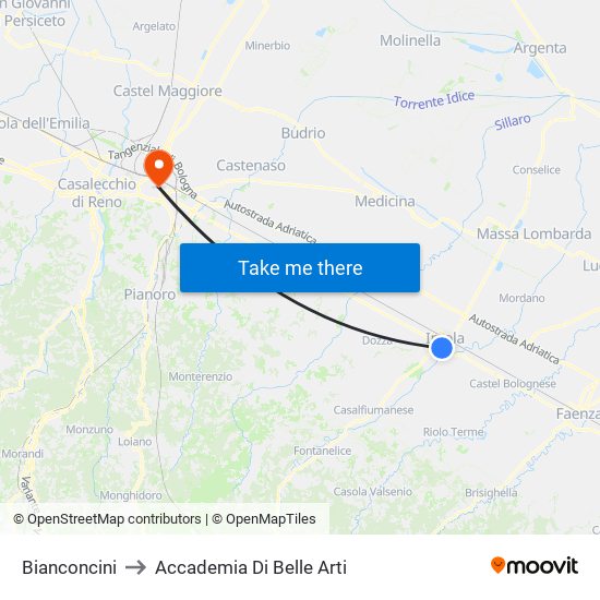 Bianconcini to Accademia Di Belle Arti map