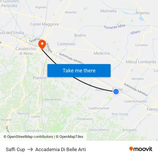 Saffi Cup to Accademia Di Belle Arti map