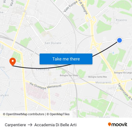 Carpentiere to Accademia Di Belle Arti map