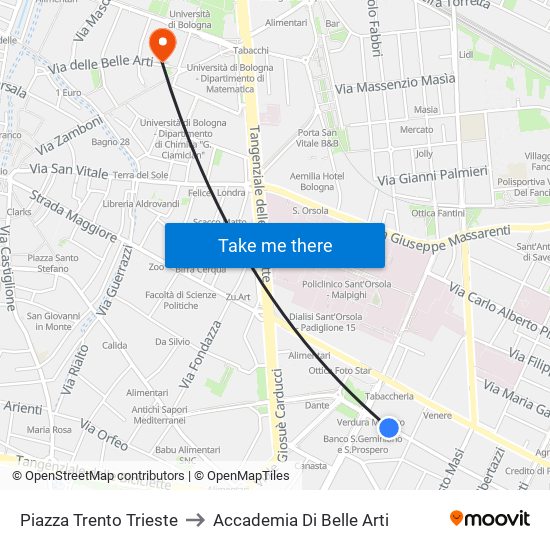 Piazza Trento Trieste to Accademia Di Belle Arti map