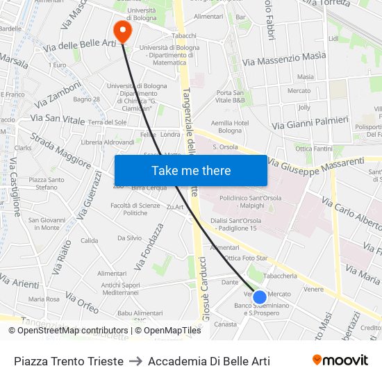 Piazza Trento Trieste to Accademia Di Belle Arti map