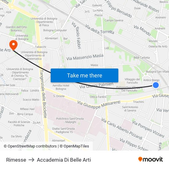 Rimesse to Accademia Di Belle Arti map