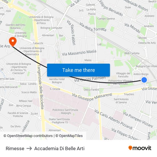 Rimesse to Accademia Di Belle Arti map