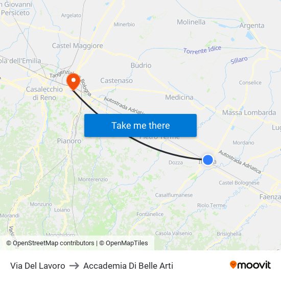 Via Del Lavoro to Accademia Di Belle Arti map