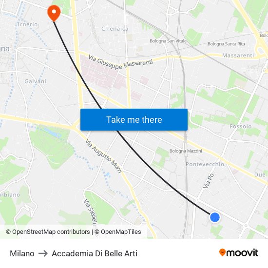 Milano to Accademia Di Belle Arti map