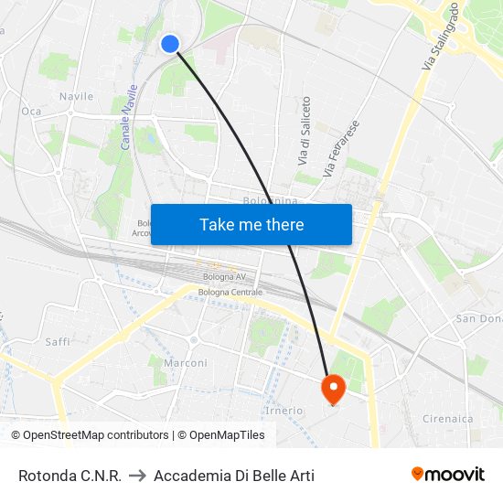 Rotonda C.N.R. to Accademia Di Belle Arti map