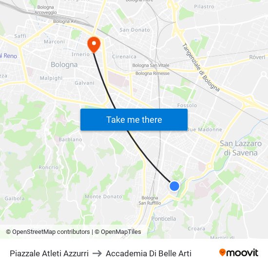Piazzale Atleti Azzurri to Accademia Di Belle Arti map