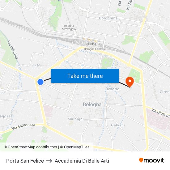 Porta San Felice to Accademia Di Belle Arti map
