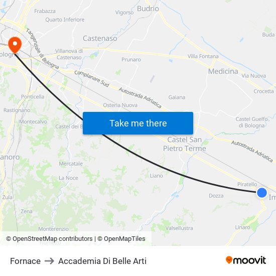 Fornace to Accademia Di Belle Arti map