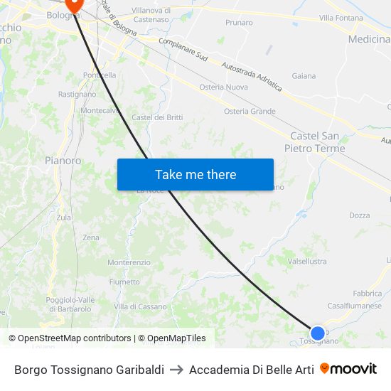 Borgo Tossignano Garibaldi to Accademia Di Belle Arti map