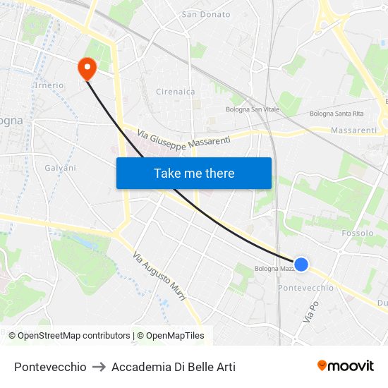 Pontevecchio to Accademia Di Belle Arti map