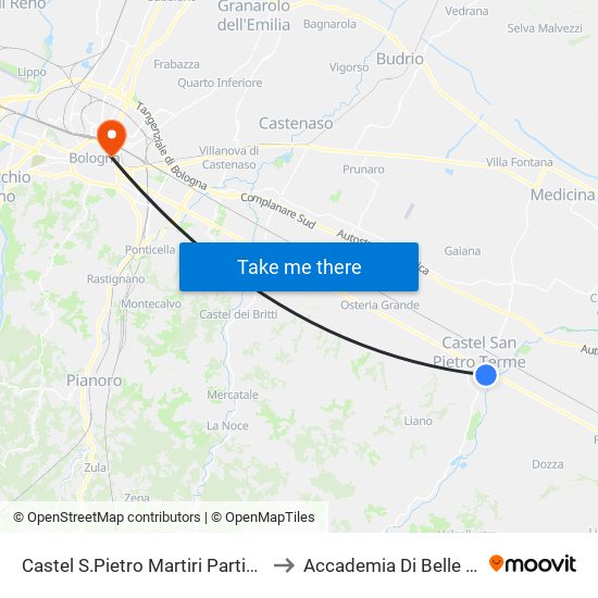 Castel S.Pietro Martiri Partigiani to Accademia Di Belle Arti map