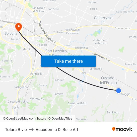 Tolara Bivio to Accademia Di Belle Arti map