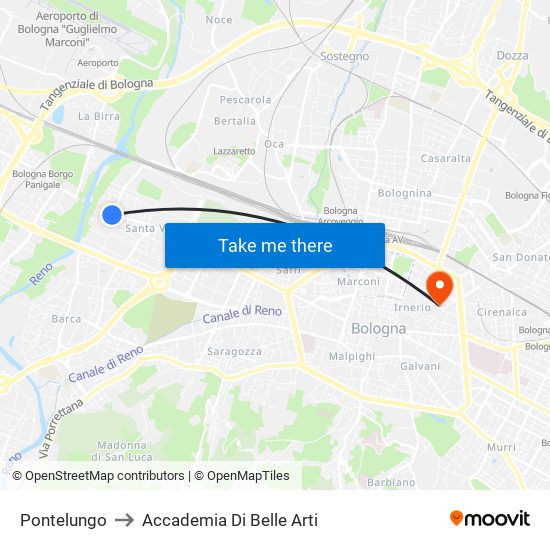 Pontelungo to Accademia Di Belle Arti map