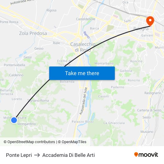 Ponte Lepri to Accademia Di Belle Arti map