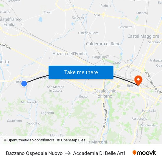 Bazzano Ospedale Nuovo to Accademia Di Belle Arti map