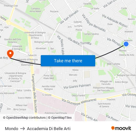 Mondo to Accademia Di Belle Arti map