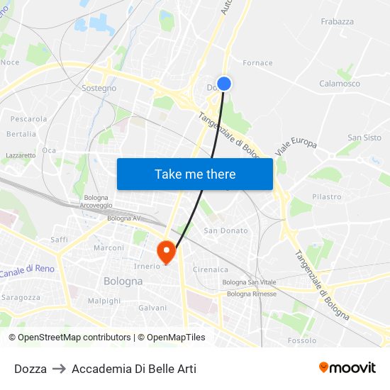 Dozza to Accademia Di Belle Arti map