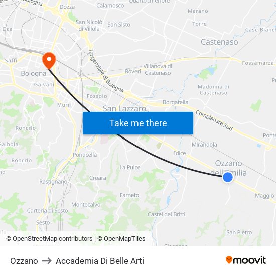Ozzano to Accademia Di Belle Arti map