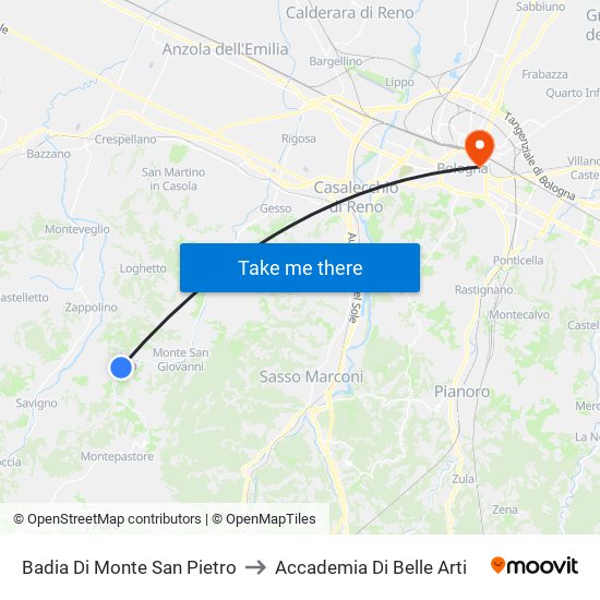 Badia Di Monte San Pietro to Accademia Di Belle Arti map