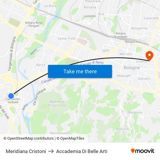 Meridiana Cristoni to Accademia Di Belle Arti map