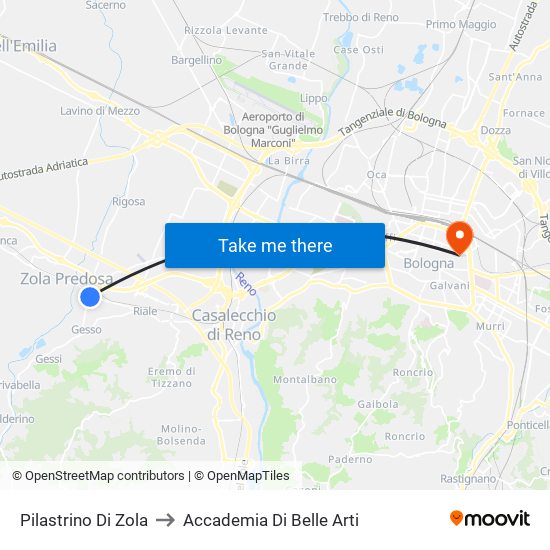 Pilastrino Di Zola to Accademia Di Belle Arti map