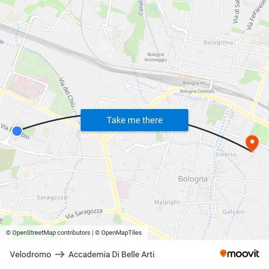 Velodromo to Accademia Di Belle Arti map