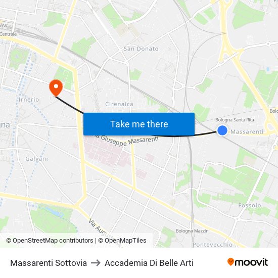 Massarenti Sottovia to Accademia Di Belle Arti map
