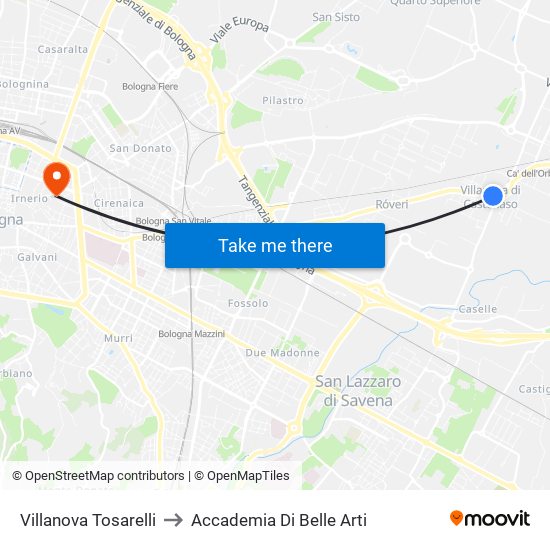 Villanova Tosarelli to Accademia Di Belle Arti map