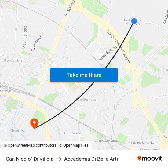 San Nicolo` Di Villola to Accademia Di Belle Arti map