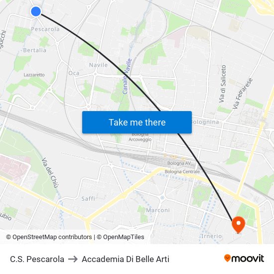 C.S. Pescarola to Accademia Di Belle Arti map