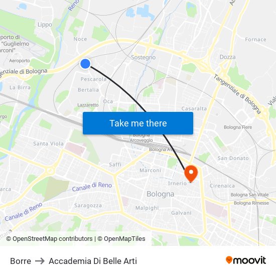 Borre to Accademia Di Belle Arti map