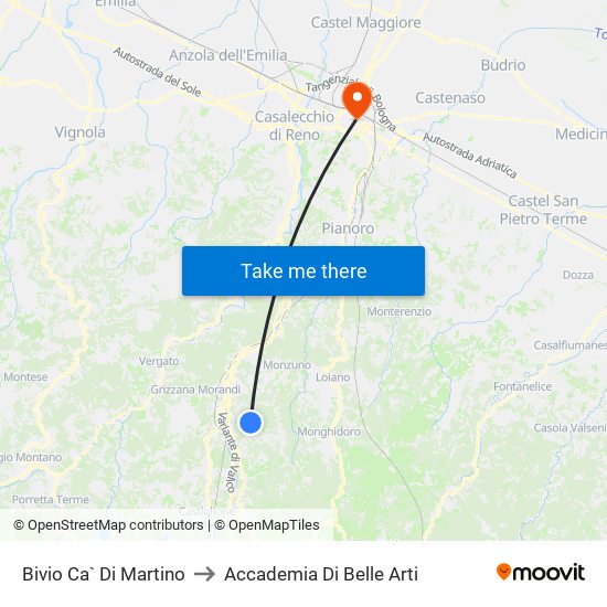 Bivio Ca` Di Martino to Accademia Di Belle Arti map