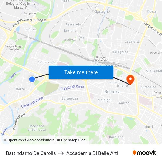 Battindarno De Carolis to Accademia Di Belle Arti map