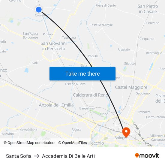 Santa Sofia to Accademia Di Belle Arti map