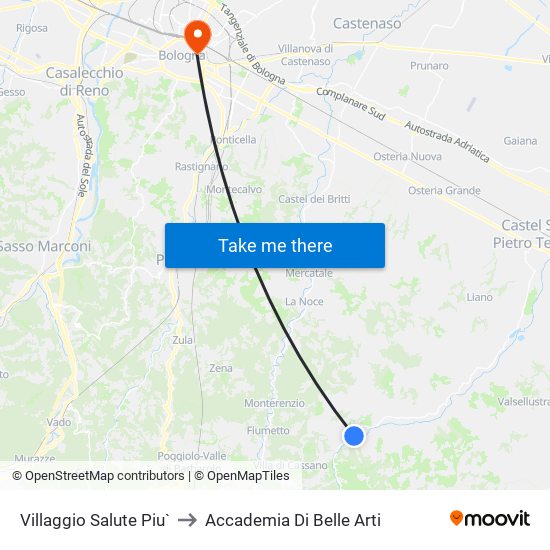 Villaggio Salute Piu` to Accademia Di Belle Arti map