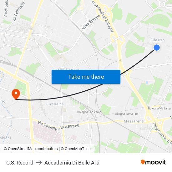 C.S. Record to Accademia Di Belle Arti map