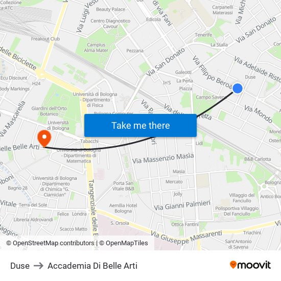 Duse to Accademia Di Belle Arti map
