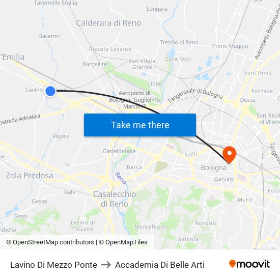 Lavino Di Mezzo Ponte to Accademia Di Belle Arti map