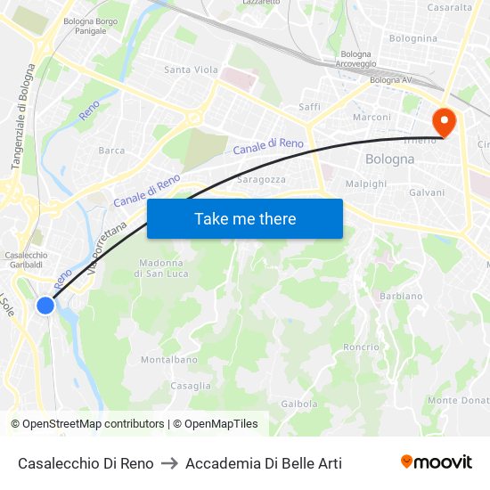 Casalecchio Di Reno to Accademia Di Belle Arti map