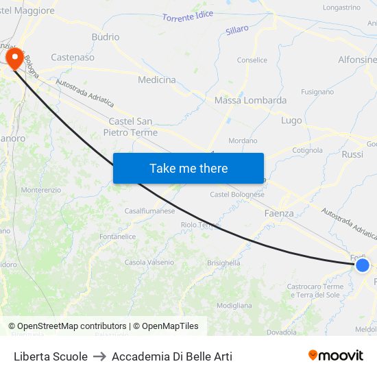 Liberta Scuole to Accademia Di Belle Arti map