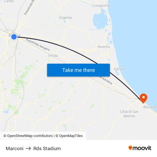 Marconi to Rds Stadium map