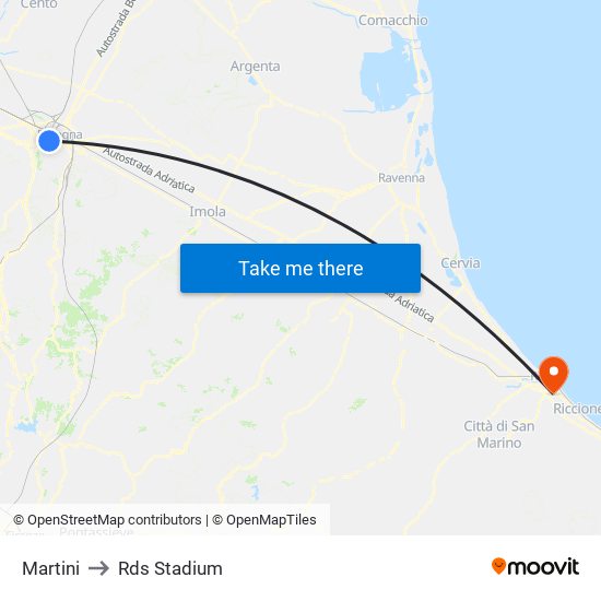 Martini to Rds Stadium map