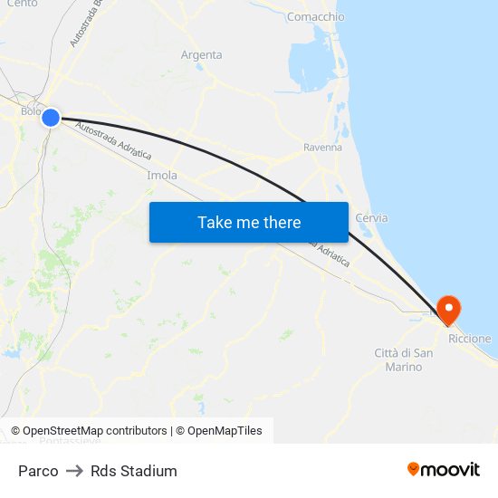 Parco to Rds Stadium map